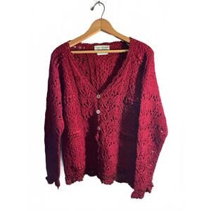 Claire Kennedy Hand-Knitted Red Cardigan Sweater from Connemara Collection